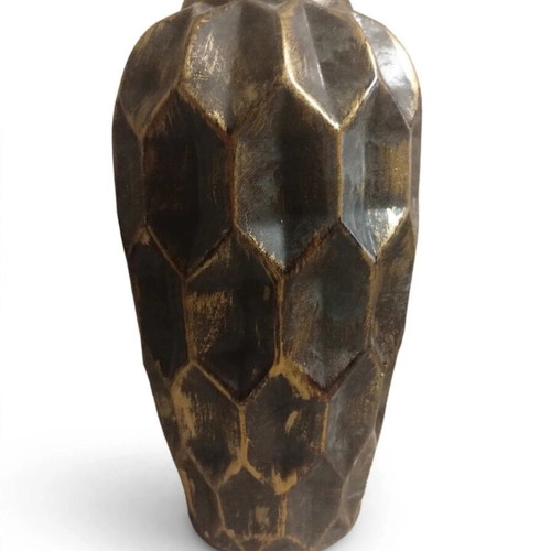 Ceramic vase brown with gold 27cm like new