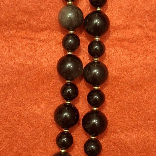 Memento Mori Necklace with Silver Obsidian and Cross with Skulls like new