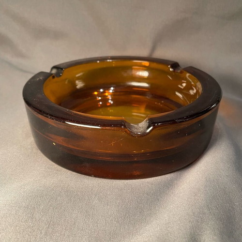 Glass ashtray like new, heavy orange vintage