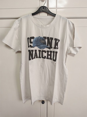 Men's white T-shirt with cap and letters print size XL new