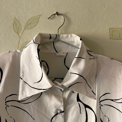 A-Style White Shirt with Black Swirls New