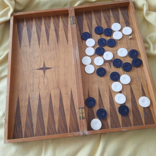 Backgammon board used, chess box