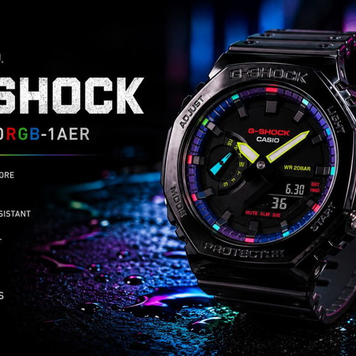 Casio G-Shock GA-2100RGB-1AER wristwatch new, black, with box