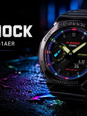 Casio G-Shock GA-2100RGB-1AER wristwatch new, black, with box