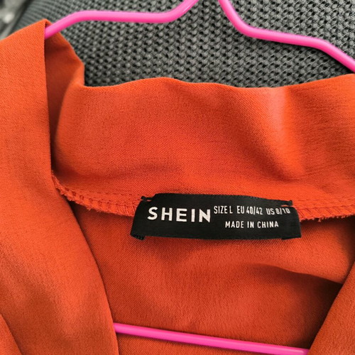 Shein women's long-sleeve crop top new, orange brick color