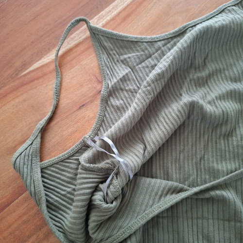 Pull & Bear khaki ribbed bodysuit size M like new
