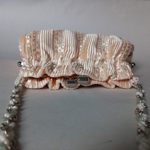 Evening satin bag embroidered with beads new