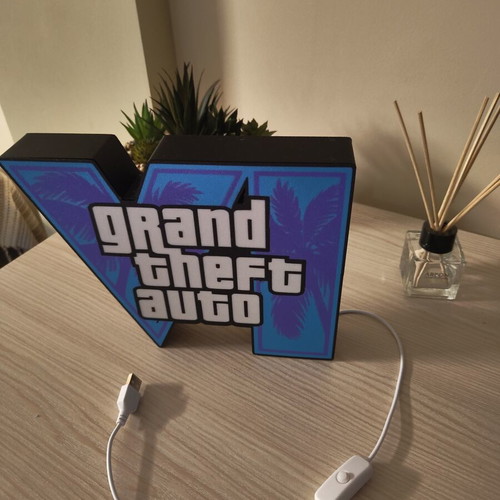 3D Printed Lightbox GTA VI Grand Theft Auto 6 USB with Switch new