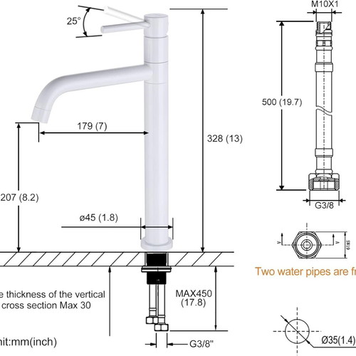 Arcora Sink Faucet new, white high design