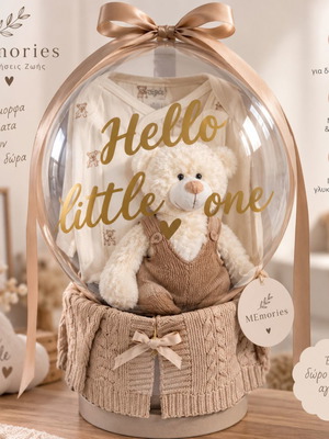 Κουτί δώρου Hello Little One με λούτρινο αρκουδάκι και βρεφικά ρούχα
