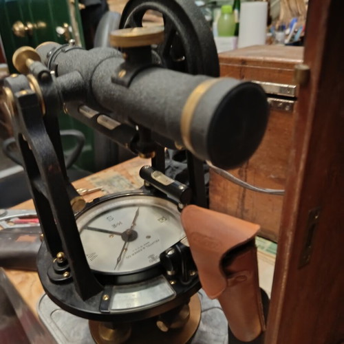Topographic Surveying Instruments like new, 1936 set with tripod and plummet