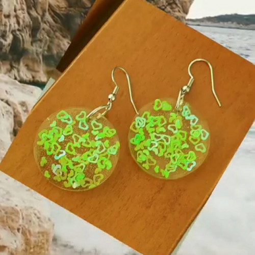 Earrings handmade from resin with steel elements made to order