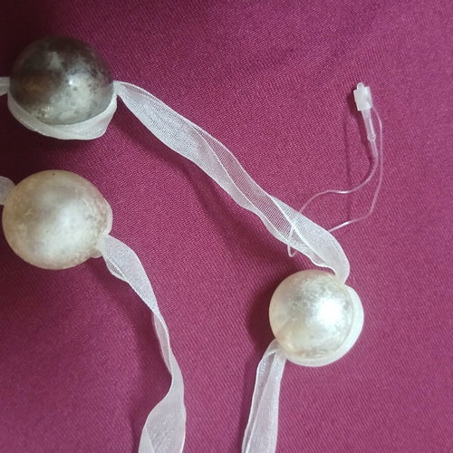 Long necklace new, ecru and silver color, 1.34 cm