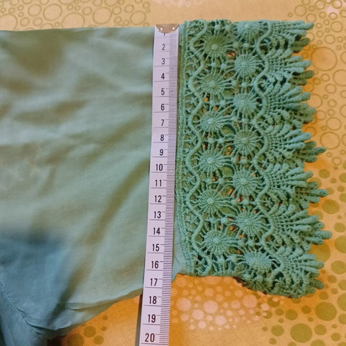 Green tunic blouse with lace details, like new, one size