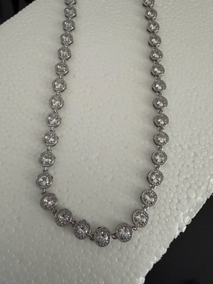 Riviera necklace new, stainless steel with rhinestones silver