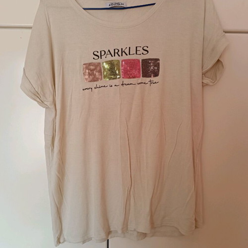 Losan short-sleeve T shirt new, white beige, size M