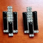 Vintage Art Deco earrings used, black and silver