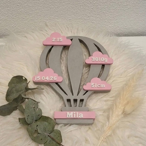Birth keepsake in hot air balloon shape new
