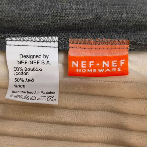 Nef-Nef Cotton-Linen Grey Pillowcase Set 2 Pieces 52x72cm new
