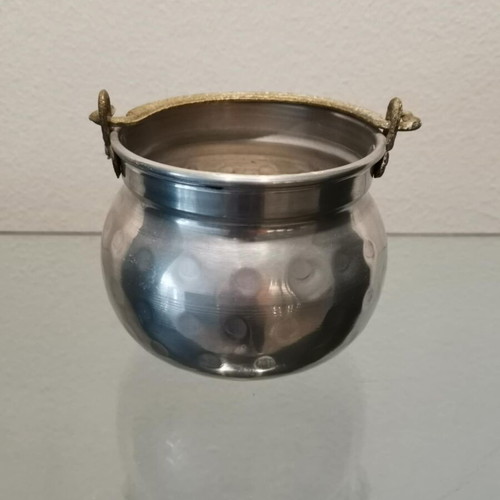 Decorative vessel used, aluminum with brass handle