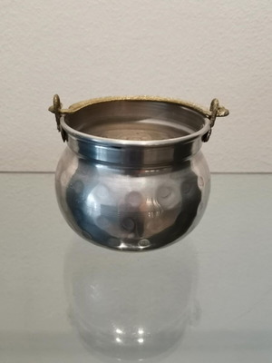 Decorative vessel used, aluminum with brass handle