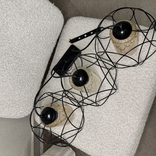Modern ceiling light with 3 glass shades like new