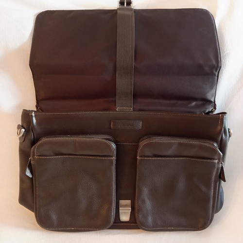 Filofax leather bag like new, dark brown, laptop up to 15.4 inches