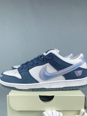 Nike SB Dunk Low white and blue sneakers new, handmade style