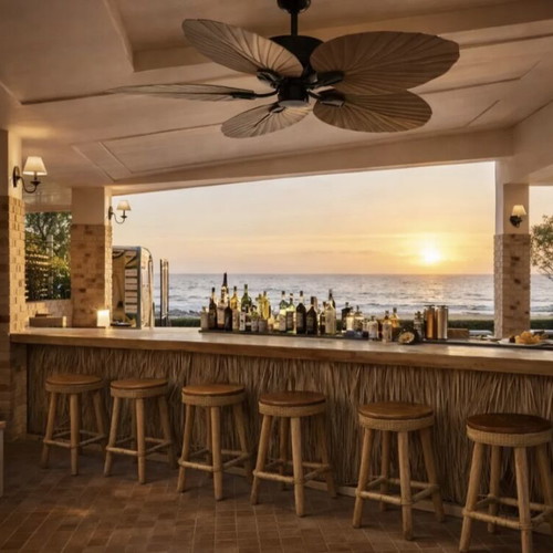 Boho Ceiling Fan 132cm with Remote Tropical Bali 40W
