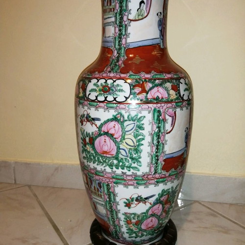 Asian art floor vase porcelain antique hand-painted