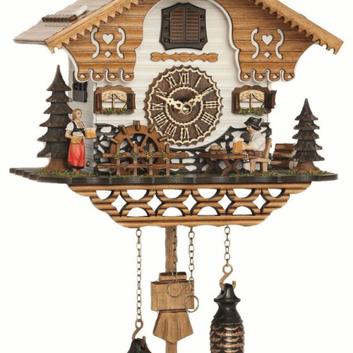 Cuckoo clock with moving watermill and music, new