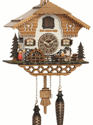 Cuckoo clock with moving watermill and music, new