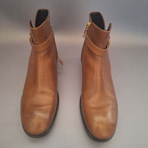 Tod's brown leather flat ankle boots, women's 38.5
