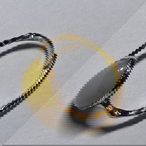 Δαχτυλίδι Vintage 925 Sterling Silver με Κίτρινο Χαλκηδόνιο, Επιχρυσωμένο, Ρυθμιζόμενο, Καινούργιο