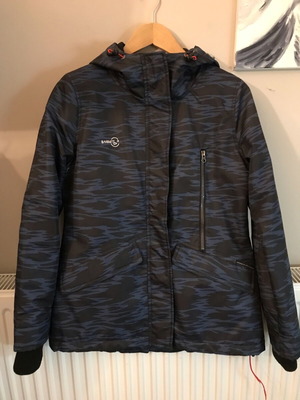 Basehit jacket used with removable fur hood, size S, black and blue
