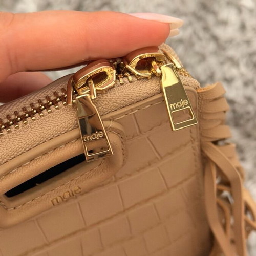 Maje Phone Bag crossbody beige genuine leather new