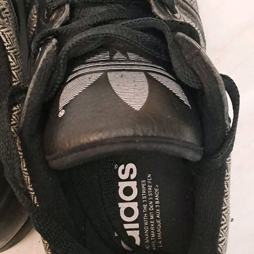 Adidas Superstar sneakers used, black with herringbone fabric