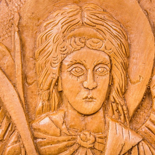 Archangel Michael image made of wax, mastic and incense