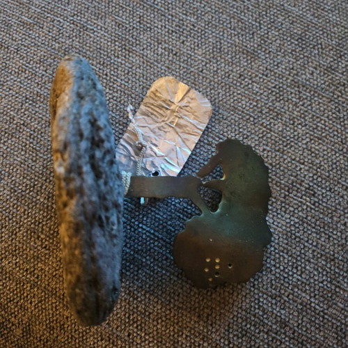 Bronze artwork with stone base like new by Katerina Moraiti