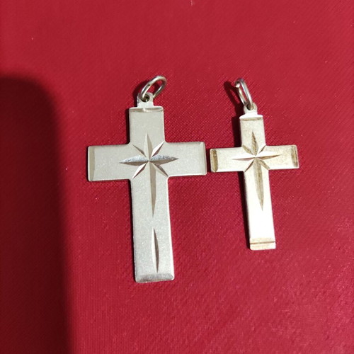 Crosses 2 pcs with handmade engraving silver 925 and free Virgin Mary icon