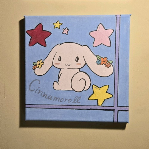 Sanrio Cinnamoroll hand painted canvas new 20x20 cm