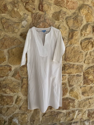 Eduardo Sosa White Beach Kimono Large with Embroidery and Beads, Like New