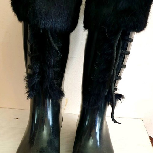 Wellington boots black with fur and laces, new, size 38.5