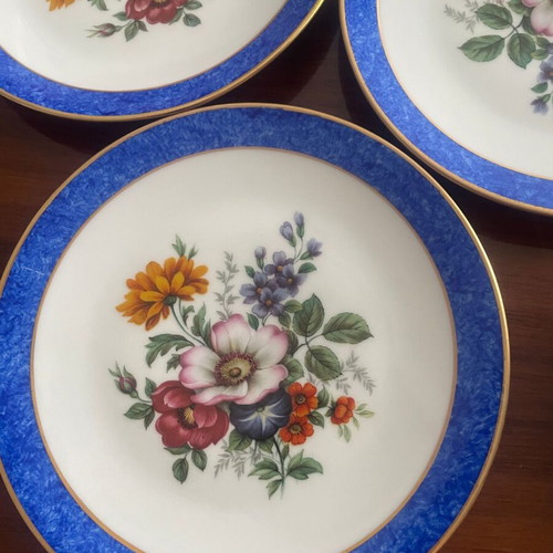 Scherzer Bavaria porcelain plate set cobalt blue floral mint condition