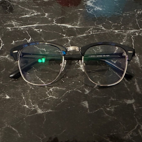 Women's eyeglass frame used, blue and silver