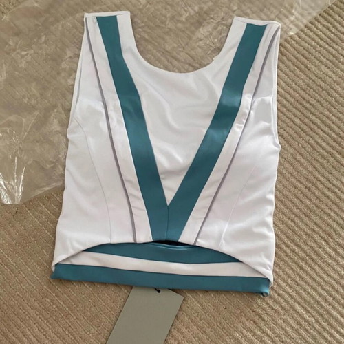 Quavino Athletic Bustier Top New, White Blue, Small