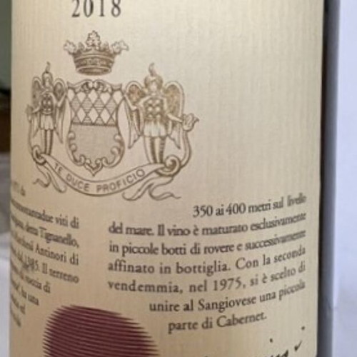 Super Tuscan Tignanello 2018 bottle 0.75L new