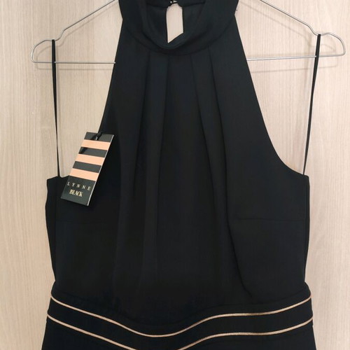 Lynne Halter Neck Dress with Basque and Hidden Pockets, New, Size 42
