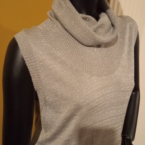 Oltre silver lurex sleeveless midi dress one size new