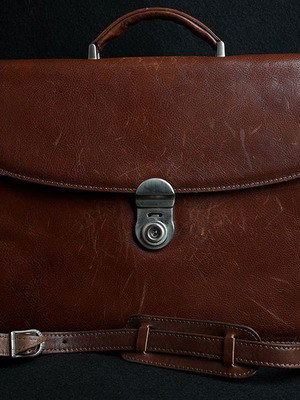 Dino Rossi leather business briefcase used, brown